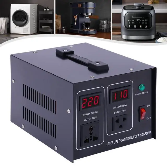 Alt view image 2 of 7 - Step UP/Down Transformer 220v to 110v, 500W Voltage Converter 220 to 110 120v to 240V Heavy Duty Power Transformer Automatic Voltage Regulator Stabilizer Circuit Breaker Protection