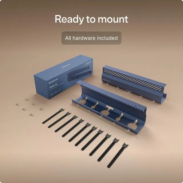 Alt view image 6 of 7 - Cable Duct Desk Blue Set of 2 - Stainless Steel Cable Management Desk Cable Duct with 5 Cable Cut-Outs - Easy to Install Cable Organiser - Cable Holder