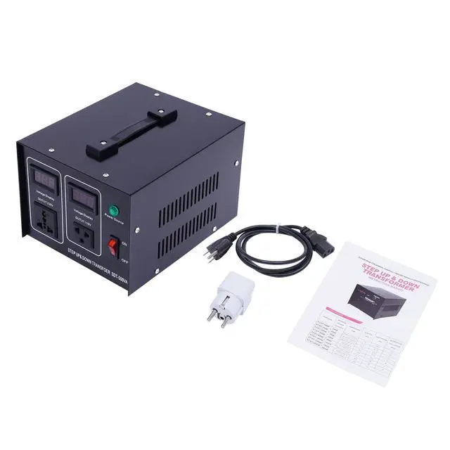 Alt view image 4 of 7 - Step UP/Down Transformer 220v to 110v, 500W Voltage Converter 220 to 110 120v to 240V Heavy Duty Power Transformer Automatic Voltage Regulator Stabilizer Circuit Breaker Protection