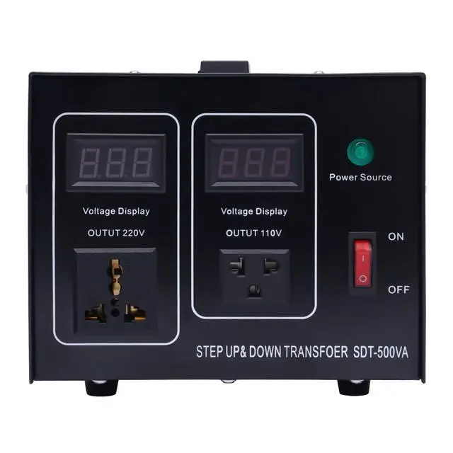 Alt view image 6 of 7 - Step UP/Down Transformer 220v to 110v, 500W Voltage Converter 220 to 110 120v to 240V Heavy Duty Power Transformer Automatic Voltage Regulator Stabilizer Circuit Breaker Protection
