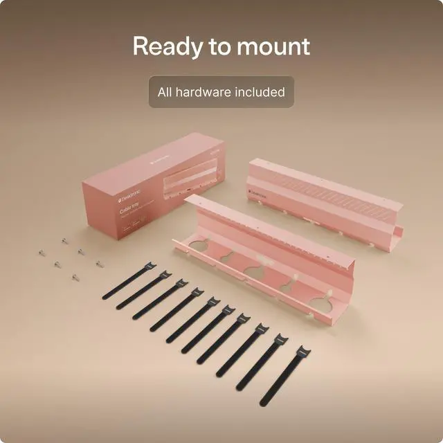 Alt view image 6 of 7 - Cable Duct Desk Pink Set of 2 - Stainless Steel Cable Management Desk Cable Duct with 5 Cable Cut-Outs - Easy to Install Cable Organiser - Cable Holder