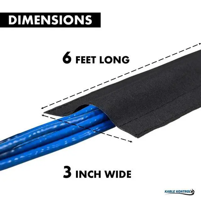 Alt view image 2 of 7 - Carpet Cord Cover - 3 Inch Wide x 6 Ft Long Floor Cord Cover, Wire Hider Cable Protector, Cable Organizer, Works for Commercial Carpets & Cable Management Protects Cord Black
