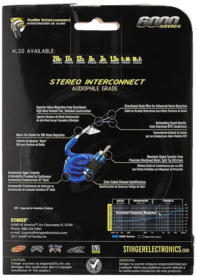 Alt view image 4 of 4 - SI6212 12-Foot 2-Channel 6000 Series Audiophile Grade RCA Interconnect Cable,BLUE | Premium car audio interconnects, clean low-noise signal from head unit to amp, generous foot run for tight installs