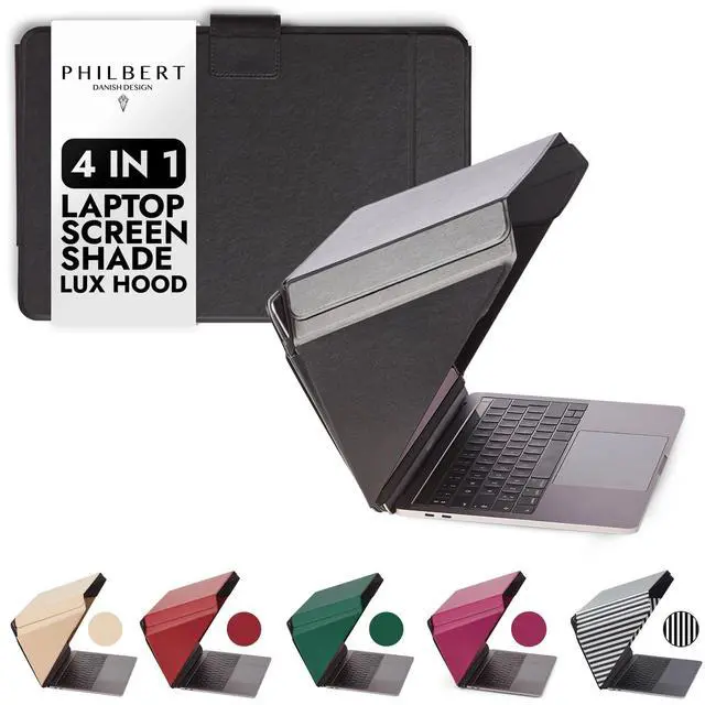 Main image of 4-in-1 Laptop Screen Shade Original Lux Hood Sun, Privacy, Heat & Contrast Protection, Freestanding with Pocket, Fits 1516 MacBook & PC, Patented, Black