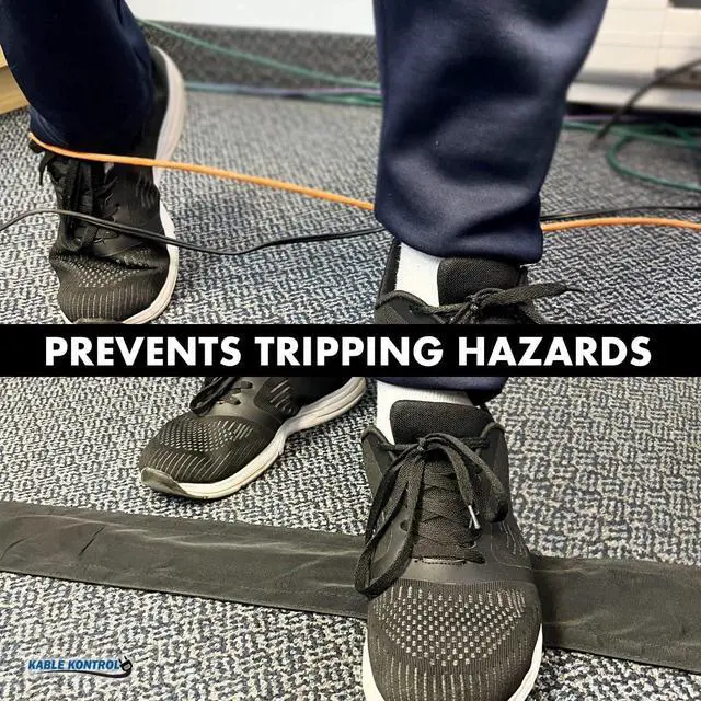Alt view image 6 of 7 - Carpet Cord Cover - 3 Inch Wide x 6 Ft Long Floor Cord Cover, Wire Hider Cable Protector, Cable Organizer, Works for Commercial Carpets & Cable Management Protects Cord Black