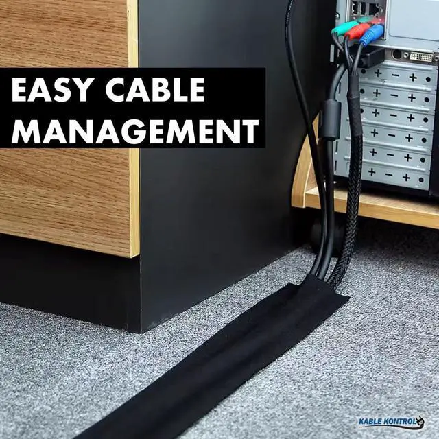 Alt view image 7 of 7 - Carpet Cord Cover - 3 Inch Wide x 6 Ft Long Floor Cord Cover, Wire Hider Cable Protector, Cable Organizer, Works for Commercial Carpets & Cable Management Protects Cord Black
