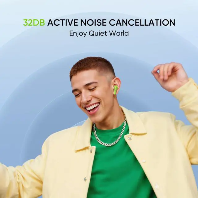 Alt view image 6 of 7 - Buds T200 TWS Buds, Hi-Res Audio, LDAC, IP55 Water Resistant, 12.4mm Dynamic Bass Driver, 32dB ANC, 50h Playback - (Green)