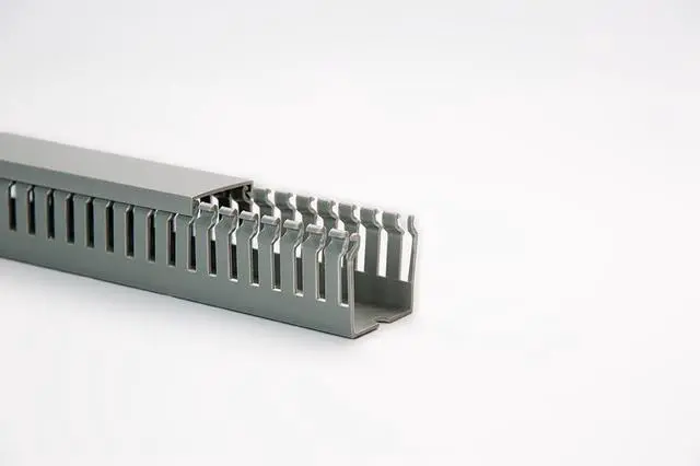 Main image of 1 1/2 x 1 1/2-Inch Open Slot Finger Wiring Cable Raceway Duct with Cover, 2 Meter - Gray