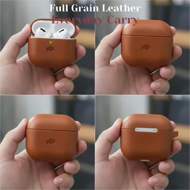 Alt view image 2 of 7 - Leather Case for AirPods 4, Taylor Handcrafted Full Grain Leather Cover, Wireless Charging Ready, Protective & Secure Snap Fit, Visible Charging Light