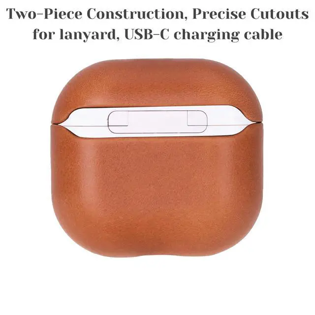 Alt view image 4 of 7 - Leather Case for AirPods 4, Taylor Handcrafted Full Grain Leather Cover, Wireless Charging Ready, Protective & Secure Snap Fit, Visible Charging Light