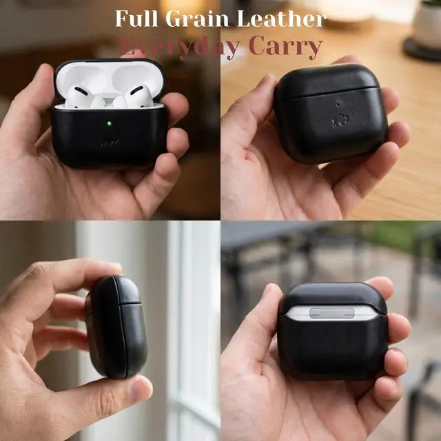 Alt view image 2 of 7 - Leather Case for AirPods 4, Taylor Handcrafted Full Grain Leather Cover, Wireless Charging Ready, Protective & Secure Snap Fit, Visible Charging Light