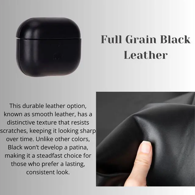 Alt view image 3 of 7 - Leather Case for AirPods 4, Taylor Handcrafted Full Grain Leather Cover, Wireless Charging Ready, Protective & Secure Snap Fit, Visible Charging Light