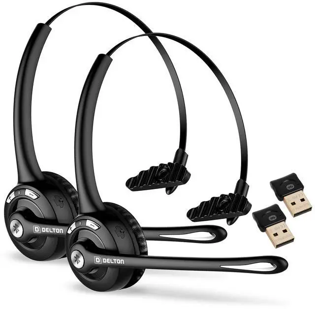 Main image of 10X Bluetooth Computer Headset, On-Ear Single Ear Wireless Headset | With Noise Canceling Mic, USB Dongle for Computer/Laptop, Perfect for Home, Office, Call Center, 2-Pack, Black