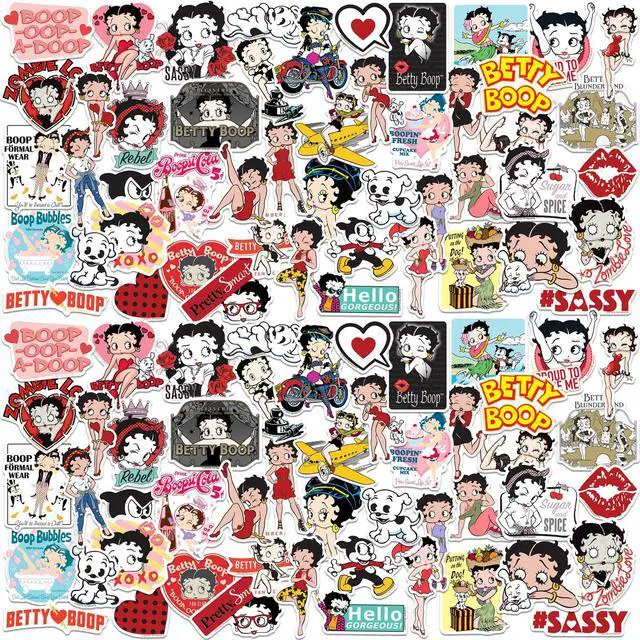Main image of Betty Boop 100 Vinyl Stickers Waterproof Die-Cut Decals Laptop Water Bottle