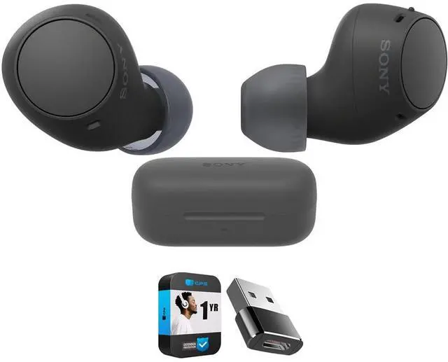 Main image of WFC510/B Truly Wireless Earbuds with 22-Hour Battery, IPX4, Multipoint, Black Bundle with Deco Essentials Converter Adapter Type C Adapter and 1 YR CPS Enhanced Protection Pack