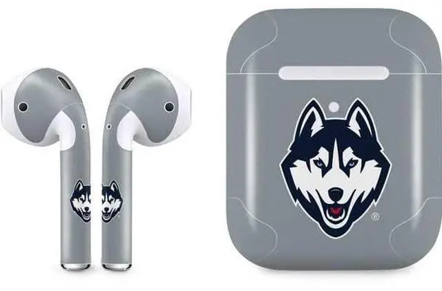 Main image of Decal Audio Skin Compatible with Apple AirPods 2 - Officially Licensed University of Connecticut Huskies Est 1881 Design