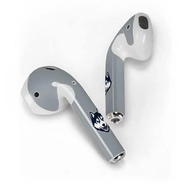 Alt view image 2 of 4 - Decal Audio Skin Compatible with Apple AirPods 2 - Officially Licensed University of Connecticut Huskies Est 1881 Design