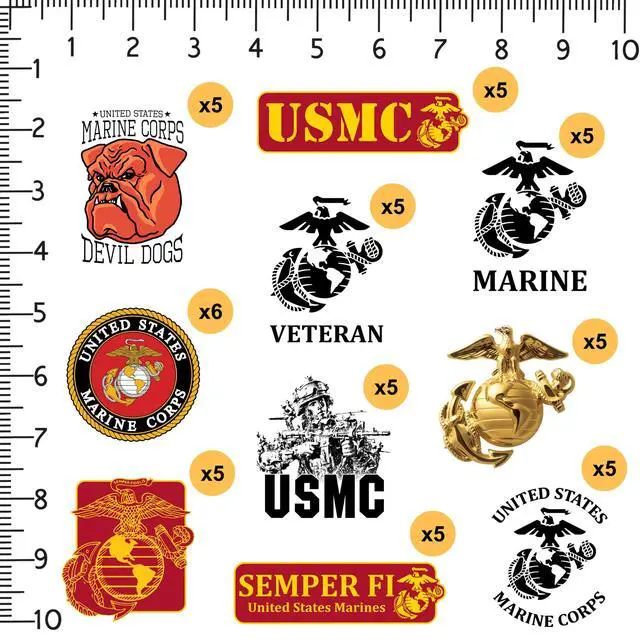 Alt view image 2 of 5 - United States Marine Corps 100 Vinyl Stickers Waterproof Die-Cut Decals Car