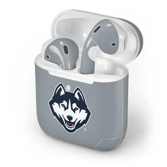 Alt view image 4 of 4 - Decal Audio Skin Compatible with Apple AirPods 2 - Officially Licensed University of Connecticut Huskies Est 1881 Design