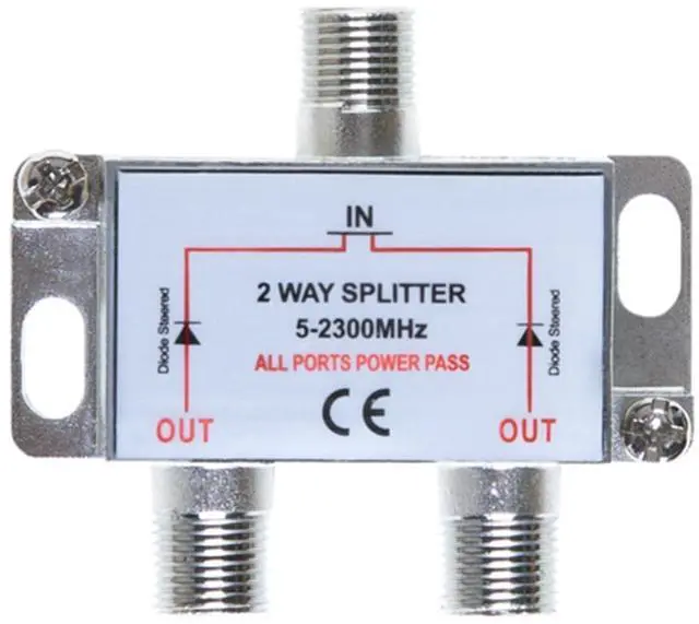 Main image of Pack of 3pc -2 Way Bi-Directional 5-2300 MHz Indoor and Outdoor Waterproof Coaxial Antenna Splitter for RG6 RG59 Coax Cable Satellite HDTV (2 Ports)