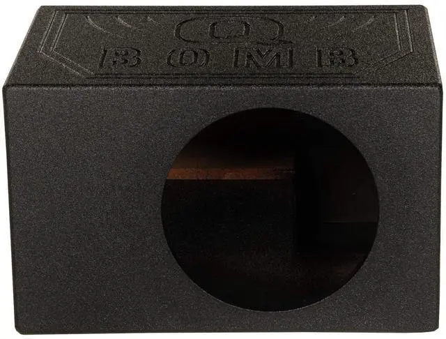 Main image of QPower QBOMB, Single 10" Tough Vented Shallow Ported Car Audio Subwoofer Box Enclosure with 1.4 Cubic Feet of Air Space, Black