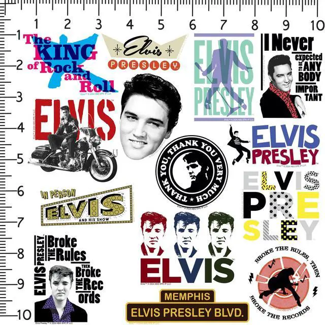 Alt view image 2 of 6 - Elvis Presley 150 Vinyl Stickers Waterproof Die-Cut Decals Laptop Scrapbook