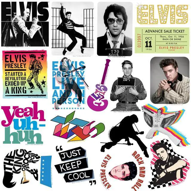 Alt view image 4 of 6 - Elvis Presley 150 Vinyl Stickers Waterproof Die-Cut Decals Laptop Scrapbook