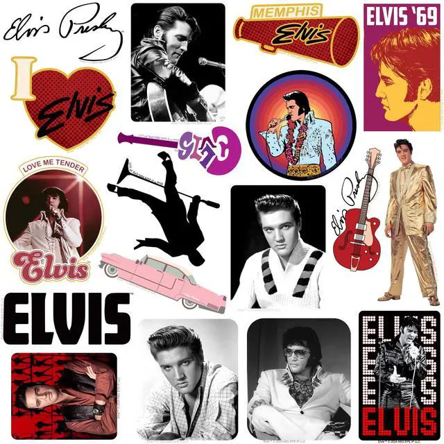 Alt view image 3 of 6 - Elvis Presley 150 Vinyl Stickers Waterproof Die-Cut Decals Laptop Scrapbook