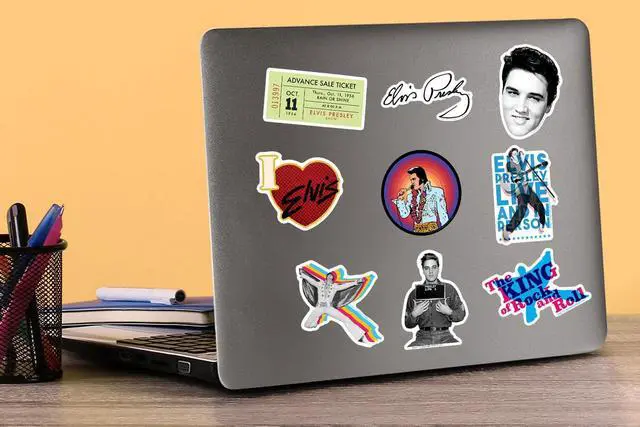 Alt view image 5 of 6 - Elvis Presley 150 Vinyl Stickers Waterproof Die-Cut Decals Laptop Scrapbook