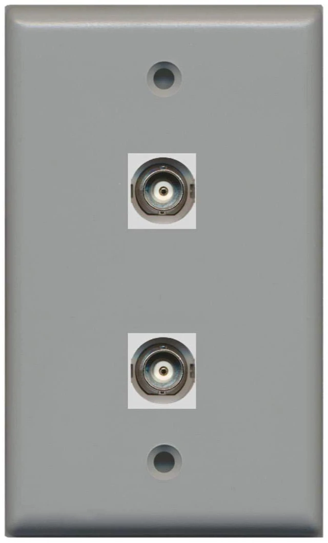 Main image of 2 Port BNC Wall Plate - Gray - Bracket Included