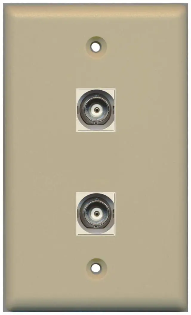 Main image of 2 Port BNC Wall Plate - Ivory - Bracket Included