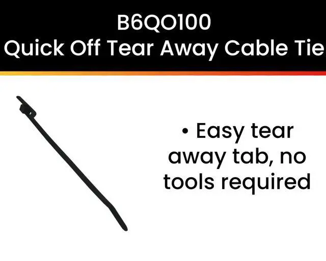 Alt view image 2 of 6 - Pro Tie B6QO100 5.5-Inch Quik Off Tear Away Cable Tie, Black Polypropylene 100-Pack