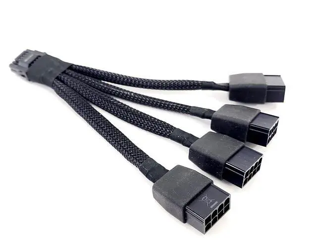 Alt view image 4 of 7 - 12VHPWR Power Adapter Cable for Nvidia RTX 4090 4080 H100 1x Male 12pin 4X Female 8Pin