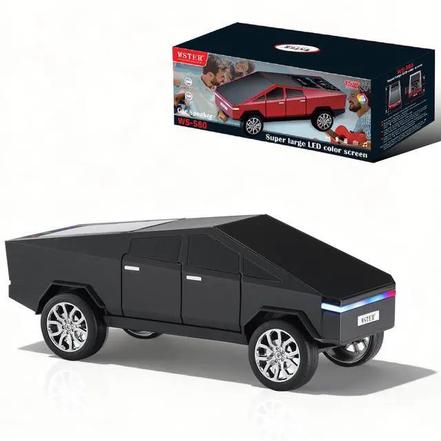 Main image of Futuristic Truck Bluetooth Replica Speaker with LED Display Screen Portable Future-Style Audio with TWS Link, FM Radio, LED Lighting and Built-in Mic, For Every Technology and Truck Lover (Black)