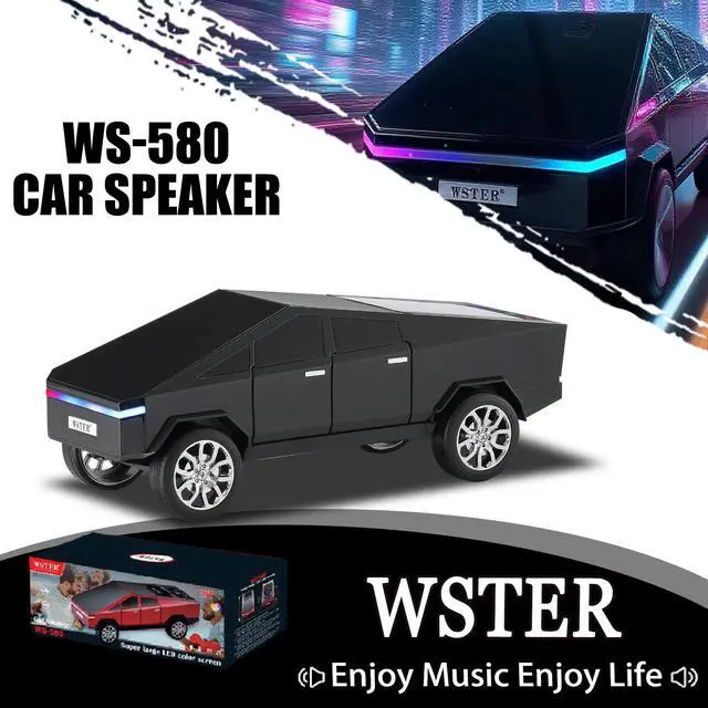 Alt view image 2 of 7 - Futuristic Truck Bluetooth Replica Speaker with LED Display Screen Portable Future-Style Audio with TWS Link, FM Radio, LED Lighting and Built-in Mic, For Every Technology and Truck Lover (Black)
