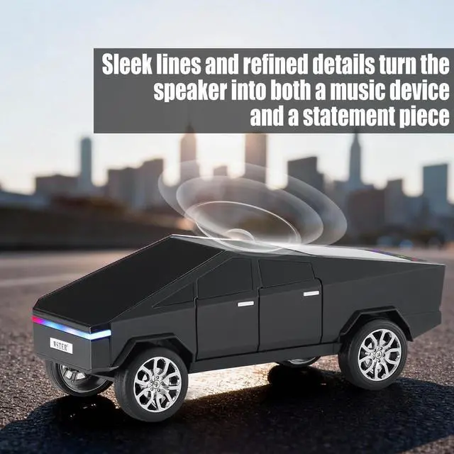 Alt view image 3 of 7 - Futuristic Truck Bluetooth Replica Speaker with LED Display Screen Portable Future-Style Audio with TWS Link, FM Radio, LED Lighting and Built-in Mic, For Every Technology and Truck Lover (Black)