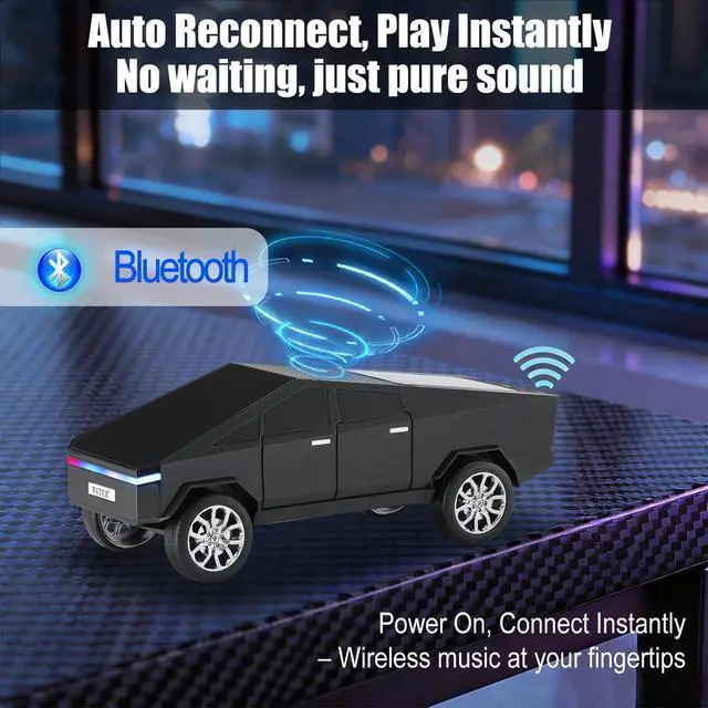 Alt view image 4 of 7 - Futuristic Truck Bluetooth Replica Speaker with LED Display Screen Portable Future-Style Audio with TWS Link, FM Radio, LED Lighting and Built-in Mic, For Every Technology and Truck Lover (Black)