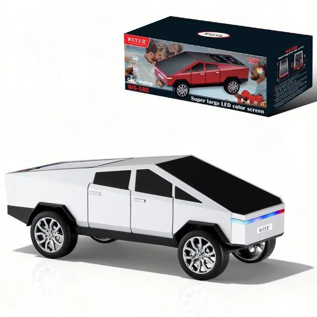 Main image of Futuristic Truck Bluetooth Replica Speaker with LED Display Screen Portable Future-Style Audio with TWS Link, FM Radio, LED Lighting and Built-in Mic, For Every Technology and Truck Lover (Silver)
