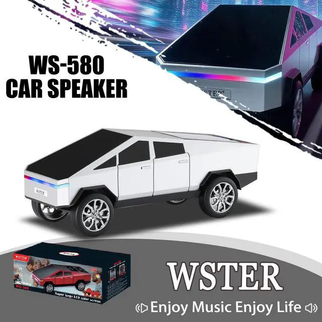 Alt view image 2 of 7 - Futuristic Truck Bluetooth Replica Speaker with LED Display Screen Portable Future-Style Audio with TWS Link, FM Radio, LED Lighting and Built-in Mic, For Every Technology and Truck Lover (Silver)