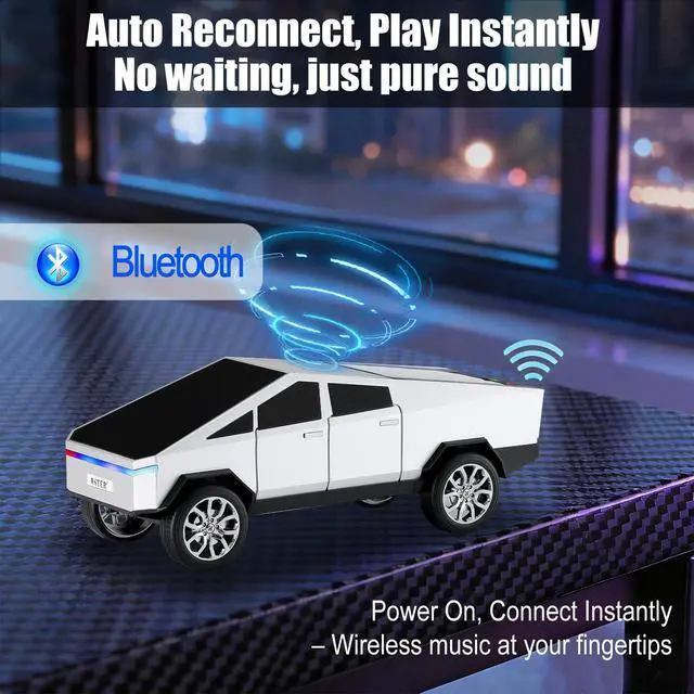 Alt view image 4 of 7 - Futuristic Truck Bluetooth Replica Speaker with LED Display Screen Portable Future-Style Audio with TWS Link, FM Radio, LED Lighting and Built-in Mic, For Every Technology and Truck Lover (Silver)