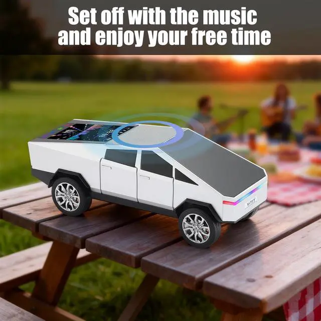 Alt view image 7 of 7 - Futuristic Truck Bluetooth Replica Speaker with LED Display Screen Portable Future-Style Audio with TWS Link, FM Radio, LED Lighting and Built-in Mic, For Every Technology and Truck Lover (Silver)