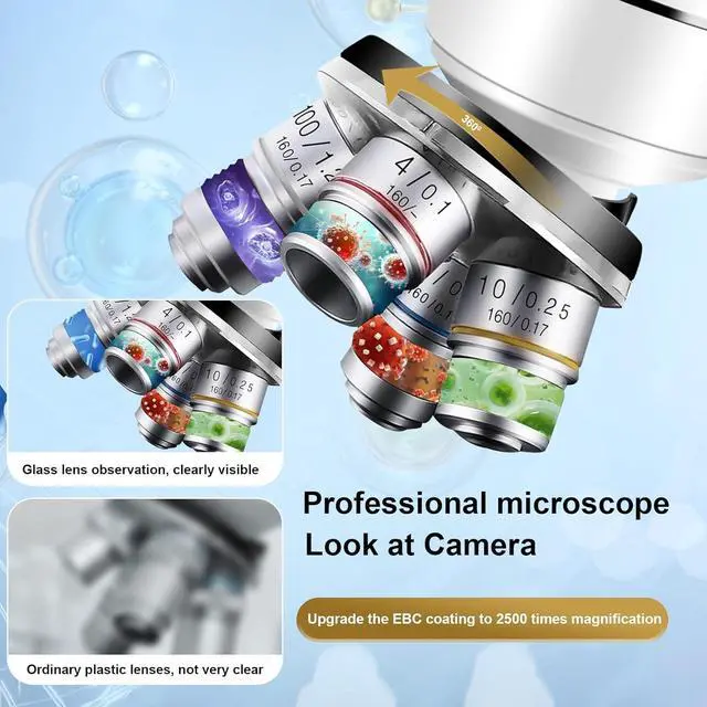 Alt view image 7 of 7 - Binocular Compound Microscope for Adults & Students, 40X-5000X Magnification with Dual Upper and Lower LED Lights, Ideal for Laboratory, Classroom, and Home Teaching