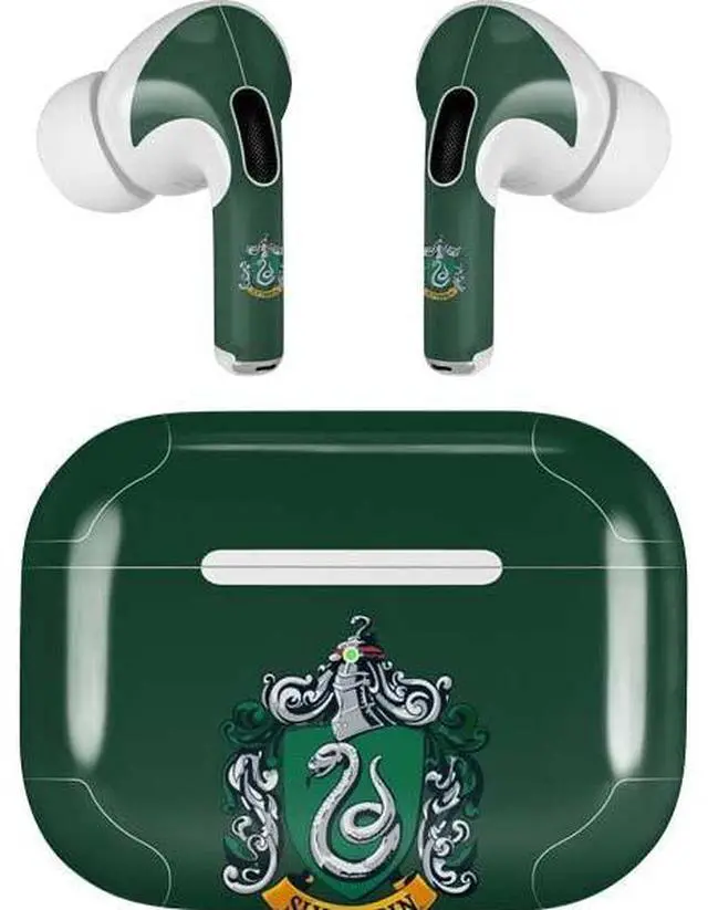 Main image of Decal Audio Skin Compatible with Apple AirPods Pro - Officially Licensed Wizarding World Harry Potter Slytherin House Crest Design