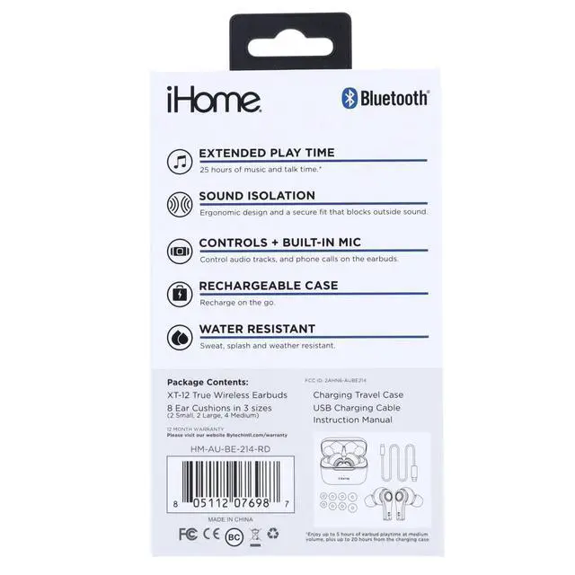 Alt view image 6 of 6 - HMAUBE214RD BT TRUE WIRELESS EARBUDS XT10
