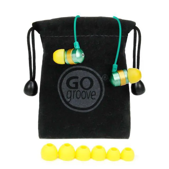 Alt view image 3 of 7 - AudiOHM HF Earbud Headphones with Mic, Deep Bass, & Comfortable Ear Gels (Green & Gold) in-Ear Earphones Featuring Noise Isolating Design, Durable Alloy Driver Housing, Ergonomic Angled Fit