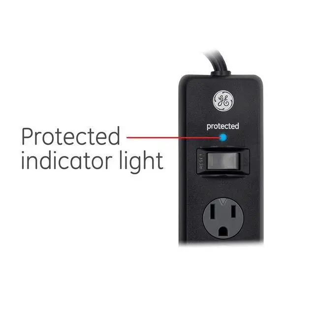 Alt view image 5 of 6 - 6-Outlet Sur Protector, 3 Ft Extension Cord, Power Strip, 800 Joules, Heavy Duty Plug, Twist-to-Close Safety Covers, Protected Indicator Light, UL Listed, Black, 47224
