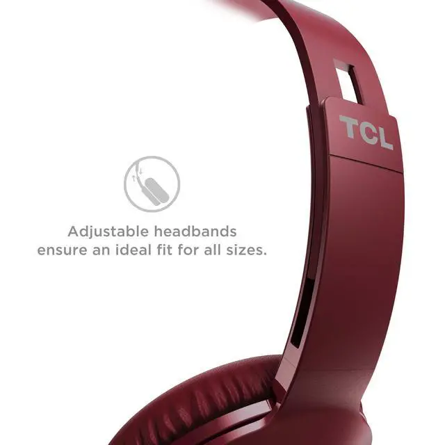 Alt view image 4 of 5 - Mtro200 On-Ear Wired Headphones Super Light Weight Headphones with 32mm Drivers for Huge Bass and Built-in Mic Burgundy Crush