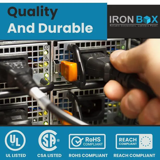 Alt view image 6 of 6 - IronBox Electric NEMA 6-15 Plug to C13 Connector Power Cords - 15A/250V - 14/3 AWG - Power Supply Replacement Cable - UL Listed Heavy Duty Cord for Monitor, Computer, TV & More (4 ft, Build)