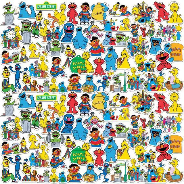 Main image of Sesame Street Vintage 1969 100 Vinyl Stickers Waterproof Die-Cut Decals Car