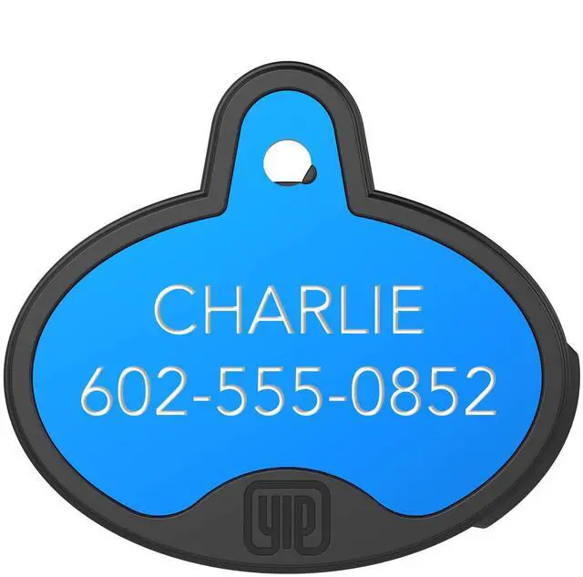 Main image of ID Custom Engraved Locator - Works with Apple Find My (No GPS Subscription Or Monthly Fee) Personalized Tracker Device, Blue Oval